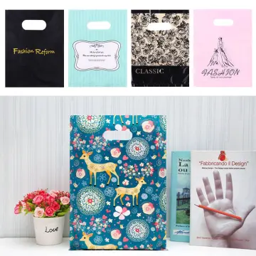 50pcs/lot Multi- Patterns Small Plastic Bag Jewelry Packing Mini Gift  Handle Bag Store Small Shopping