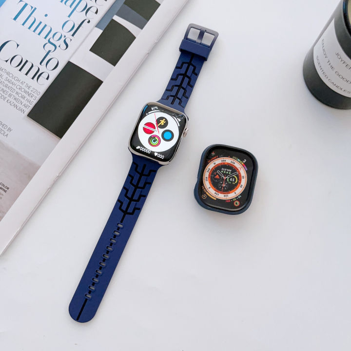 สายแถบซิลิโคน49มม-และเคสสำหรับ-apple-watch-41มม-45มม-40มม-44มม-สร้อยข้อมือชุด8-7-6-se-5-4-3-8อัลตร้า42มม