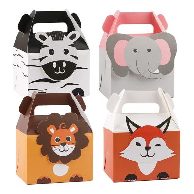 20Pcs Animal Party Bags, Paper Gift Bags, Small Paper Bags for Kids Party, 4 Designs Jungle Theme Birthday Party
