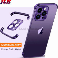 [JLK] Luxury Aluminum Corner Edge Pad Camera Lens Protector Metal Case For iPhone iPhone14 14 13 12 Pro Max Plus Shockproof Cover