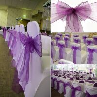 ；‘。、’ 10Pcs Organza Chair Bow Band Rion Chair Tie Party Banquet Event Wedding Decoration Knot Stretch Chair Bow Sashes Decors