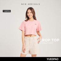 เสื้อ เสื้อยืดผู้ชาย เสื้อยืด Yuedpao No.1 เสื้อยืดSignature Crop Summer ผ้าหนาทรงสวย ยับยากรีดง่าย รับประกันไม่ย้วย 2 ปี เสื้อครอป สี Rose