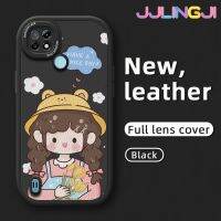 Jlingji เคสสำหรับ Realme C21 C21Y C25Y ลายการ์ตูนสาวน่ารักแบบดีไซน์ใหม่บางนุ่มหนังซิลิกาเคสโทรศัพท์เจลฝาปิดเลนส์เต็มกรอบเคสกันกระแทกกล้องกันกระแทก