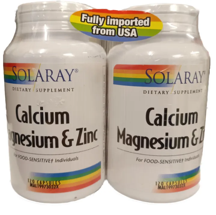 Solaray Calcium Magnesium & Zinc (Exp Aug 2024) Lazada