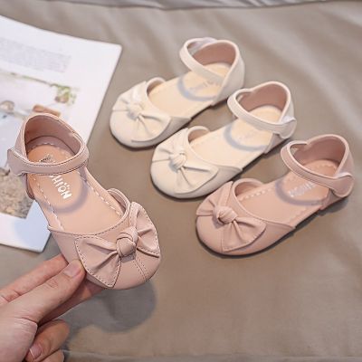 ✐✼ Korean Girl Half Sandals Female Baby Bow Princess Small Leather Shoes
