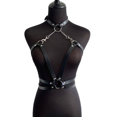 Bdsm New Sexy Womans Chain Lingerie Harness Lingerie Belt Strap Adjustable Pu Leather Bondage Neck Belt Gothic Harajuku Garter