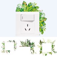 Leaf Green Plant Personality Wall Switch Cover Sticker DIY Self-Adhesive Modern Art Room Switch Outlet Decal For Home Decoration Wall Stickers Decals