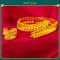 ASIX GOLD ชุดแหวนสร้อยข้อมือนกยูงทอง 24K ดั้งเดิม สร้อยข้อมือสุภาพสตรี แหวนสุภาพสตรี ไม่ดำ ไม่ลอก