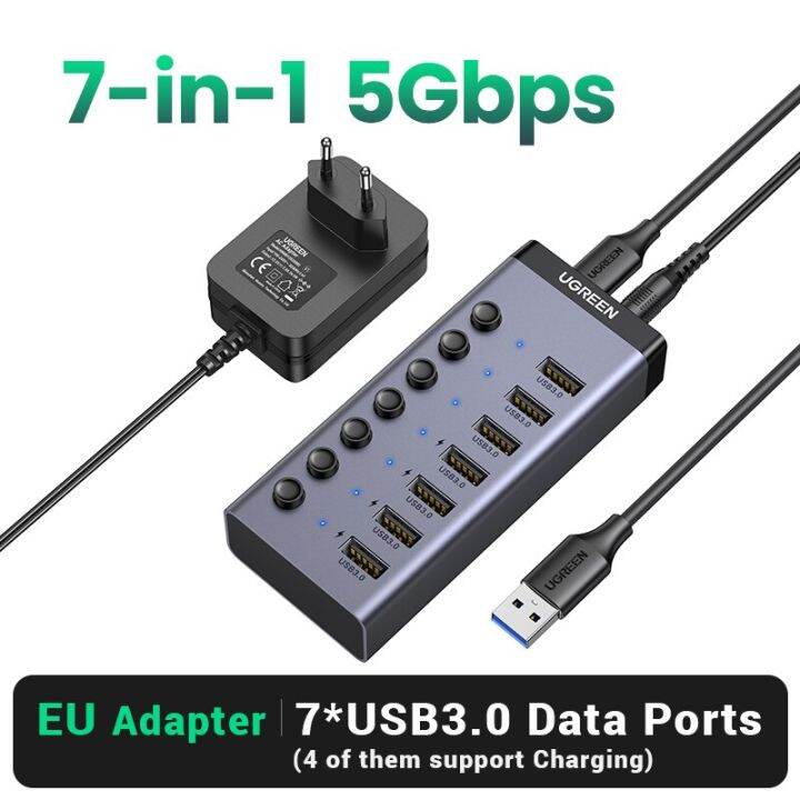 ตัวแยก-usb3-0-7พอร์ตสำหรับแมคบุ๊ค-ugreen-usb-c-hub-5gbps-พร้อมสวิตช์เดี่ยวสำหรับ-macbook-pro-air-อุปกรณ์เสริมสำหรับ-pc-feona