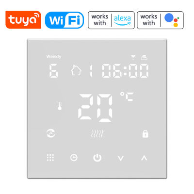 Tuya W-ifi HY607 Digital Display Intelligent Temperature Controller Multifunctional Electric Floor Heating Boiler Thermostat Compatible with Amazon Alexa and G-oogle Home,16A electric heating, 3A water heating, water and boiler heating (optional)