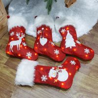 Christmas Socks Red Santa Snowman Elk Pattern Sock Candy Bag Xmas Tree Hanging Ornaments Home Navidad New Year Gifts Decorations Socks Tights