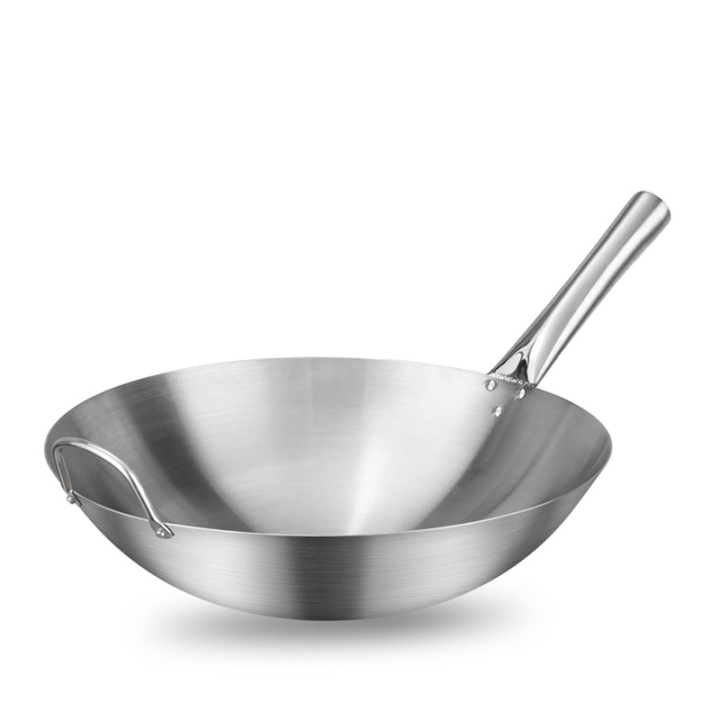 Single handle stainless steel wok round bottom wok uncoated gas stove