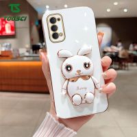 สเตอริโอ3D หรูหราผู้ถือกระต่ายน่ารักชุบเคสโทรศัพท์ HP ฝาหลังเคส TPU นุ่มสำหรับ OPPO Reno 2 Reno 2Z Reno 2F Reno 3 Reno 4F Reno 4 Pro Reno 5 Pro Reno 6 Pro Reno 6Z Reno 7 Pro Reno 7Z Reno 8 Pro