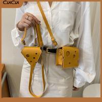 CUCU ของผู้หญิง ทรงชีส กระเป๋า Crossbody กระเป๋าหนัง PU กระเป๋าใส่หูฟัง กระเป๋าสะพายไหล่แบบสั้น กระเป๋าใส่ลิปสติก