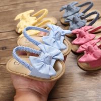 COD SDFGDERGRER COD Ready Stock Fashion Summer Baby Kids Girls Shoes Non-Slip Canvas Bowknot Toddlers Newborn Infantil Sandals For 0-18 Months