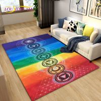 Rainbow 7 Chakra Mandala Bohemia Area RugCarpet Rug for Living Room Bedroom Sofa Doormat DecorationYoga Non-slip Floor Mat