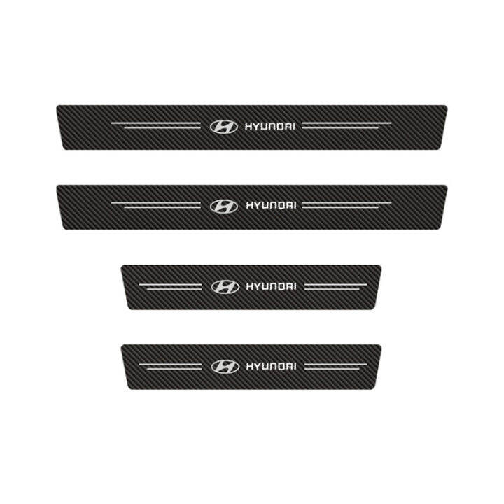 4ชิ้นสติกเกอร์ระดับธรณีประตูรถยนต์รูปลอกตกแต่งคาร์บอนไฟเบอร์ป้องกันรอยขีดข่วนแถบสำหรับฮุนไดอีแลนตาโซนาตา-lafesta-mistra-ix35-solaris-tucson-ix25-ix35-i30-kona-santafe