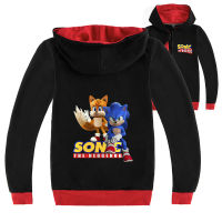 Sonic The Hedgehog เด็กเสื้อผ้าเด็กชาย Weater Jacket หญิงผ้าฝ้าย + โพลีเอสเตอร์เสื้อสเวตเตอร์ถักพิมพ์แขนยาวฤดูใบไม้ผลิฤดูใบไม้ร่วง Hooded Zipper Coat