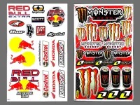 สติ๊กเกอร์แต่งรถ RED BULL Castrol HONDA DIRTSHOP Monster 3 กระป๋อง(สีส้ม) มอเตอร์ไซค์ สติ๊กเกอร์ติดกระจก แต่งรถรถยนต์ ติดหมวกกันน็อค จำนวน 2 แผ่น