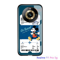 เคสสำหรับ Realme 11 Pro 5G Realme 11 Pro + 5G Creative ตั๋วเครื่องบินโดนัลด์เดซี่การ์ตูนมิกกี้มินนี่เม้าส์เป็ดเคสฝาหลังกระจกนิรภัยมันวาว