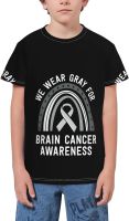 in May We Wear Gray Rainbow Brain Cancer Awareness Month T- Shirt Short Novelty for Boys and Girl