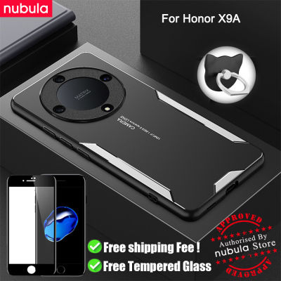 NUBULA เคส X9a สำหรับ Huawei Honor เคสอะลูมินัมอัลลอยโลหะเคลือบฝาหลังกันรอยขีดข่วนเคสโทรศัพท์มือถือ Hp Honor ฝาครอบ X9a ที่ยึดกระจกนิรภัยป้องกันหน้าจอฟรีสำหรับ Huawei Honor X9A