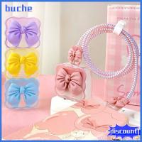 BUCHE 18/20วัตต์ค่ะ สำหรับ iPhone โบว์น๊อต ฝาครอบสายข้อมูล ตัวป้องกันปลั๊ก USB ฝาครอบหัวชาร์จ เคสป้องกันสายเคเบิล