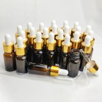 【CW】 10ml 24 Pack Amber Glass Dropper Bottle With Pipette Empty Refill Brown Essential Oils Containers for Aromatherapy Perfume