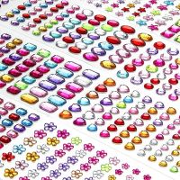 1-6Sheets 3D Gem Acrylic Crystal Stickers Kids DIY Decoration Self Adhesive Jewel Crafts Sparkly Rhinestone Stickers Girls Gifts Stickers