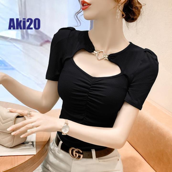 Aki20 Women Blouse Summer New Design Clothing Korean Style Large Size Short  Sleeve Top Women Loose Slimming Shirts Blouse Women Fashion 2023 Blouses  for Women Styles 2023