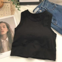 [Toplans]?[HOT SALE]?? เซ็กซี่ผู้หญิงกีฬาถังด้านบนฤดูร้อนสีทึบแขนกุดชุดชั้นใน Casual Crop TOP