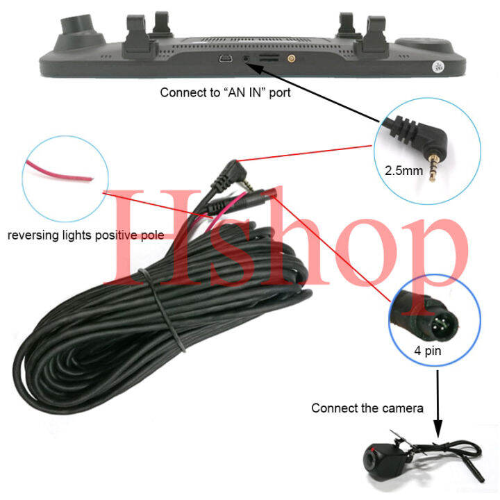 สายเอวีกล้องมองหลังของกล้องติดรถ4พิน-10-เมตร