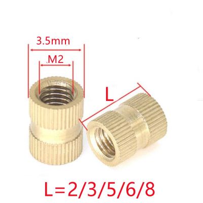 100pcs/l m2*2/2.5/3/4/5/6/8/10  OD=3.5mm Brass Insert nut Knurled Nuts For Injection Moulding Nails Screws Fasteners