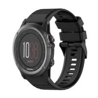 สำหรับ Garmin Fenix 3 26มม. สายนาฬิกาข้อมือซิลิโคนเนื้อแนวนอนพร้อมอุปกรณ์กำจัด (สีดำ)