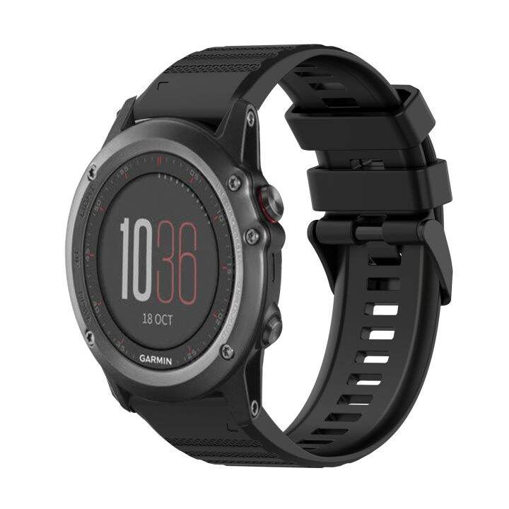 สำหรับ-garmin-fenix-3-26มม-สายนาฬิกาข้อมือซิลิโคนเนื้อแนวนอนพร้อมอุปกรณ์กำจัด-สีดำ