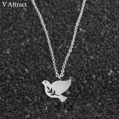 V Attract 2017 Cute Branch Bird Pendants Necklace Women Fashion Jewelry Chain Peace Dove Choker Couple Charm Collier