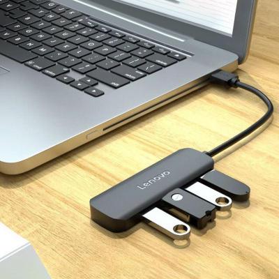 Lenovo ฮับที่พ้วง USB ความเร็วสูงใช้อะแดปเตอร์ไฟ4พอร์ตตัวขยายหลาย2.0USB ฮับพร้อมสวิตช์สำหรับคีย์บอร์ดเดสก์ท็อป