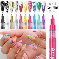 Acrylic Pen Nail Art Painting Waterproof Drawing Graffiti Hand Drawn Nails Liner DIY Abstract Lines Manicure Tools Professionals Cups  Mugs Saucers