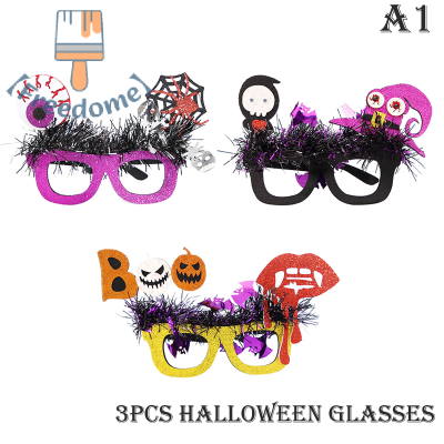 【Freedome】 แว่นตาฮาโลวีน3ชิ้นแว่นตาของเล่นแปลกใหม่สำหรับงานปาร์ตี้ฮาโลวีนของขวัญสำหรับเด็ก