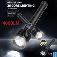 sell well feytu308 - / XHP360 LED ไฟฉายที่มีประสิทธิภาพ4000lm แสงแฟลช USB ชาร์จ3โหมดไฟฉาย Super Bright IPX4กันน้ำตั้งแคมป์ตกปลา