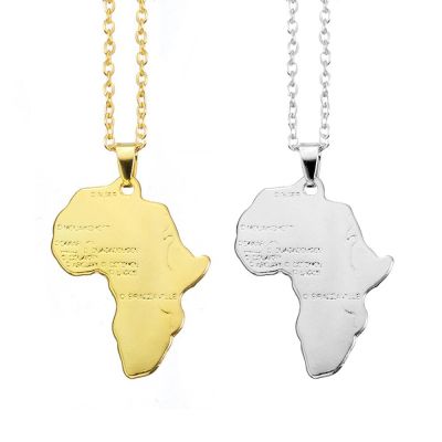 【CW】Fashion Hip-hop Style Personality Statement Africa Map Pendant Necklace Collar Jewelry Map Necklace for Women Men Jewelry Gift