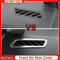 2ชิ้นรถด้านหน้าแดชบอร์ดเครื่องปรับอากาศ AC O Utlet Vent ตกแต่งสติ๊กเกอร์ปกคลุมสำหรับโฟล์คสวาเกน VW T-roc 2017-อุปกรณ์เสริม