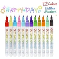 12pcs/set 12 Color Double Line Outline Art Pen Marker Pen DIY Graffiti Marker Pen