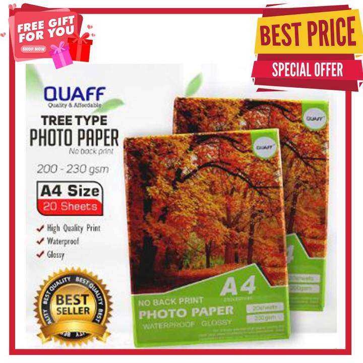 QUAFF No Back Print Glossy Inkjet Photo Paper A4 Size 200gsm / 230gsm