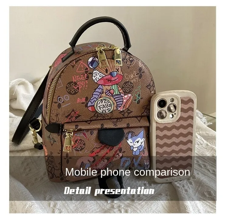 Myvision Korea Graffiti Bear Backpack Cute Print Mini Bag 2022