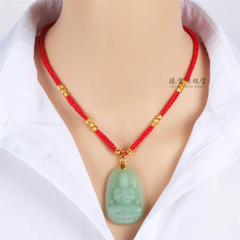 Laughing Buddha Jade Necklace | Jadeite Jade Pendant Necklace | Dahlia