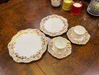 LOBJET Handcrafted Gold Lace Tableware,ถ้วยกาแฟและจานรอง,จานขนมขบเคี้ยว