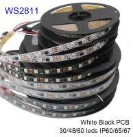 WS2811แถบไฟ LED พิกเซลอัจฉริยะ DC12V 30/48/60Leds/M 5เมตร/ล็อตสีขาว/PCB สีดำฟูลคัลเลอร์ RGB แถบนีออนไฟ LED