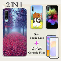 2 IN 1สำหรับ Huawei เคส Y9S เคสโทรศัพท์ซิลิโคนพร้อมกระจกแบบเทมเปอร์โค้งป้องกันหน้าจอเซรามิก