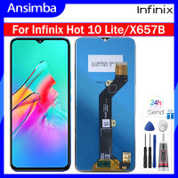 Ansimba จอ LCD 6.6นิ้วของแท้สำหรับ Infinix 10 Lite สัมผัสหน้าจอ LCD หน้าจอดิจิตอลแทนการประกอบสำหรับ Infinix หน้าจอแสดงผล10 Lite X657B